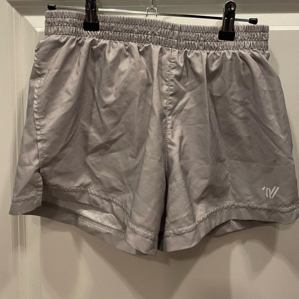 Varsity Gray Cheer Shorts with Elastic Waistband and Lightweight Fabric